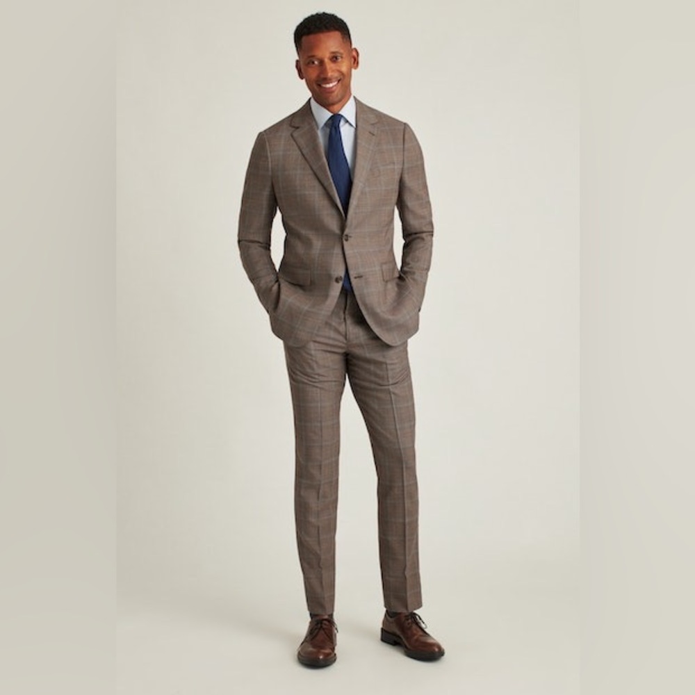 Lineage Dark Taupe Suit Slim Fit Jacket 40 R Single Breasted Pants 34 37